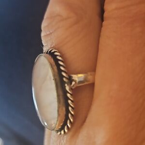One Unmarked Crystal Old Ring Size 6 Rope Edging The Pink One